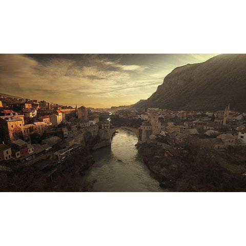 Mostar Black Modern Wood Framed Art Print by Dan, Bez