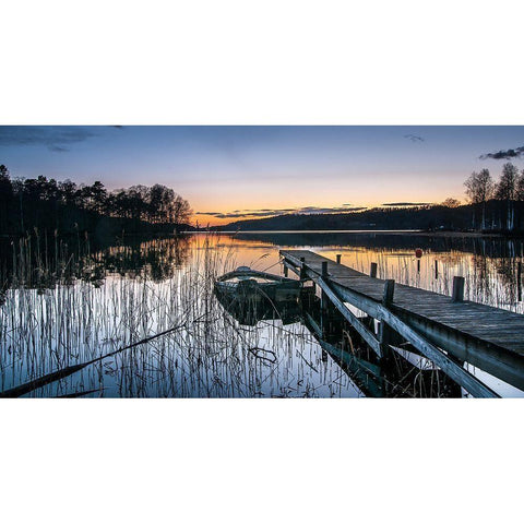 An Evening With Little Heat Black Modern Wood Framed Art Print by Pettersson, Benny