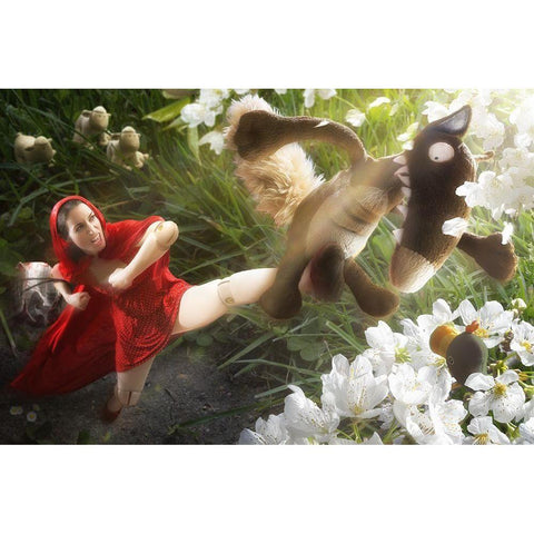 Little Red Nutcracker White Modern Wood Framed Art Print by Kiciak, Christophe