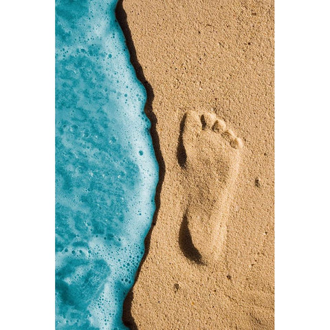 Footprint On Sand White Modern Wood Framed Art Print by Carlos Gonzalez-Najera, Juan