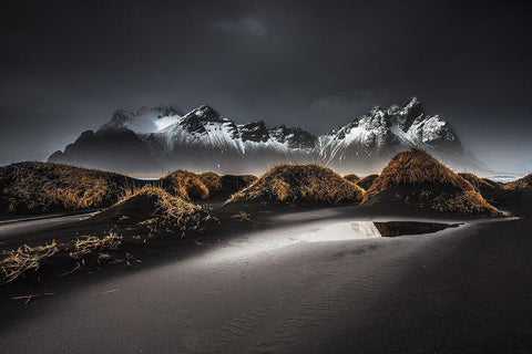Stokksnes | Iceland Black Ornate Wood Framed Art Print with Double Matting by Malaussena, Benoit