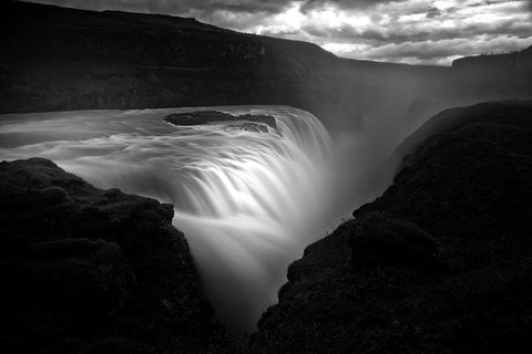 Gullfoss White Modern Wood Framed Art Print with Double Matting by Buchmann, Oliver