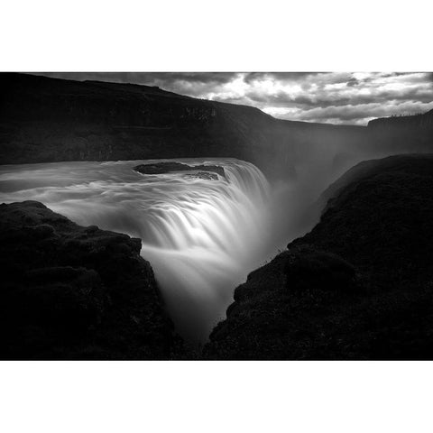 Gullfoss Black Modern Wood Framed Art Print with Double Matting by Buchmann, Oliver