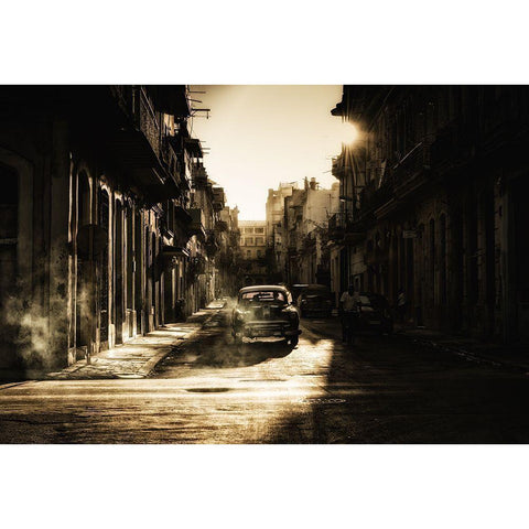 Mystic Morning In Havana... Gold Ornate Wood Framed Art Print with Double Matting by Akpinar, Baris