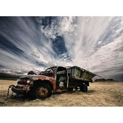 Rusty Truck White Modern Wood Framed Art Print by H. Ingibergsson, Torsteinn