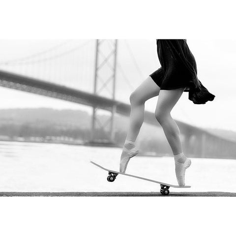 Skater Girl Black Modern Wood Framed Art Print with Double Matting by Ashton-Jones, Howard