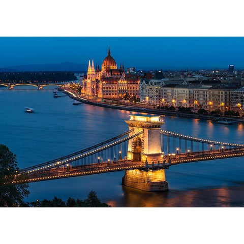 Budapest Black Modern Wood Framed Art Print with Double Matting by D Morkeberg, Thomas