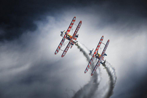 Wingwalkers White Modern Wood Framed Art Print with Double Matting by Leon