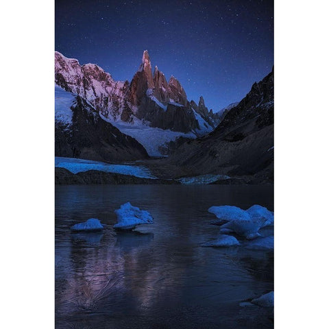 Laguna Torre - A Frozen Night Black Modern Wood Framed Art Print by Zhang, Yan