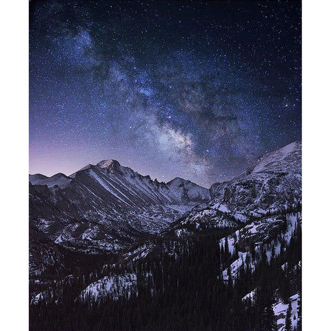 Milky Way Over Longs Peak Black Modern Wood Framed Art Print with Double Matting by Xu, Mei