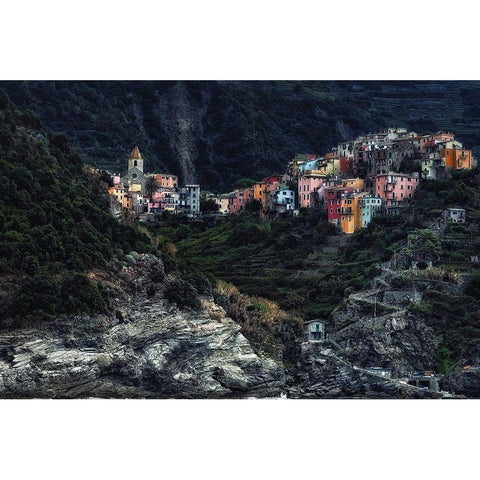 Village  -On The Rocks- Black Modern Wood Framed Art Print with Double Matting by Flour, Piet