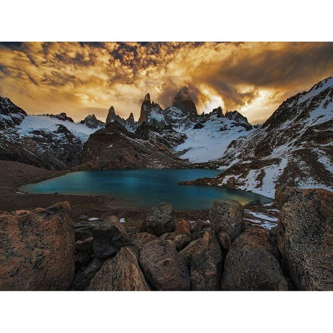 Mount Fitz Roy Black Modern Wood Framed Art Print with Double Matting by Zhang, Yan