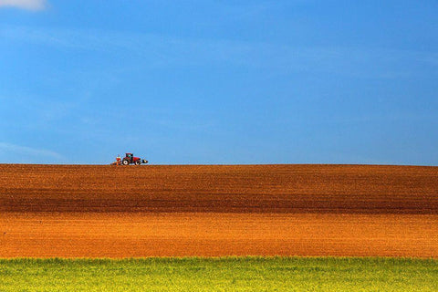 The Tractor White Modern Wood Framed Art Print with Double Matting by Della Latta, Massimo