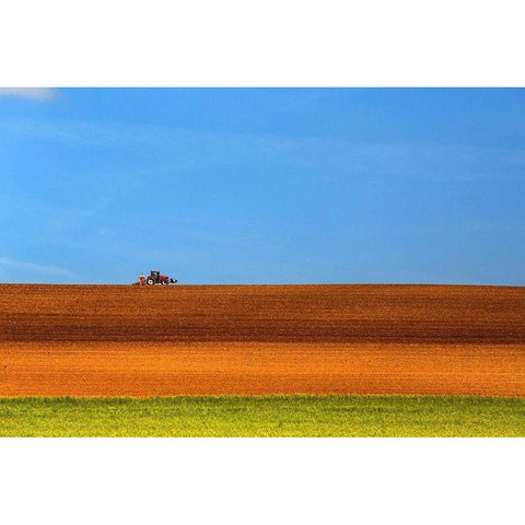 The Tractor White Modern Wood Framed Art Print by Della Latta, Massimo