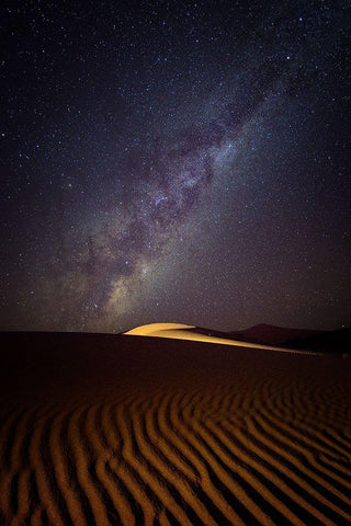 Milky Way Over The Dunes Of Sossusvlei-Namibia White Modern Wood Framed Art Print with Double Matting by Deakin, Karen