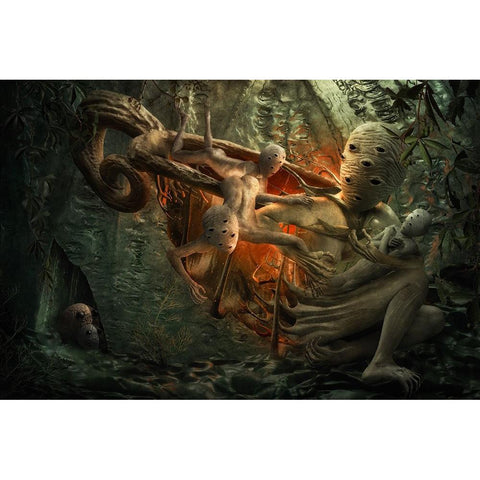 Mother Love White Modern Wood Framed Art Print by Kiciak, Christophe