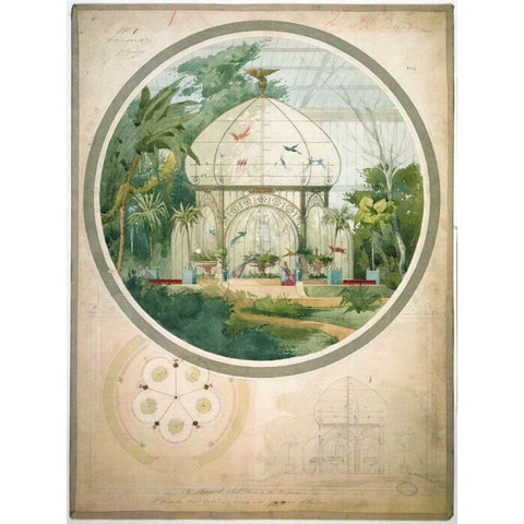 Aviary in a Wintergarden White Modern Wood Framed Art Print by Chancel, Adrien