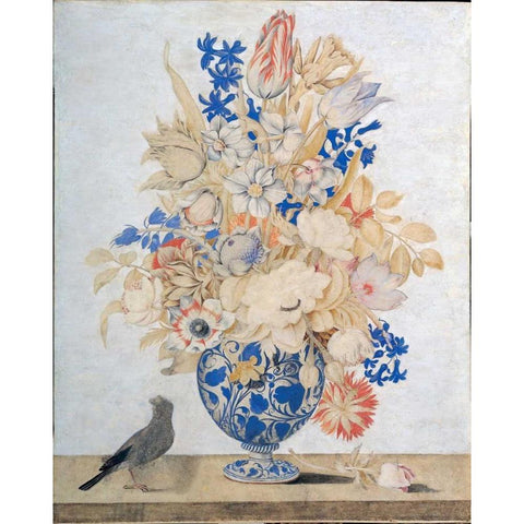 Florentine, Vase of Flowers Gold Ornate Wood Framed Art Print with Double Matting by Todini, Lorenzo
