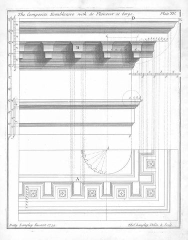 The Composite Entablature White Modern Wood Framed Art Print with Double Matting by Langley, Batty