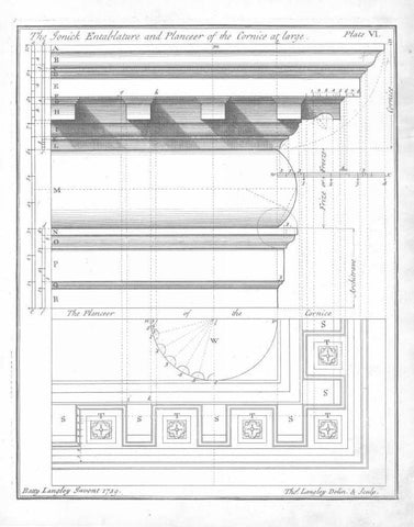 The Ionic Entablature White Modern Wood Framed Art Print with Double Matting by Langley, Batty