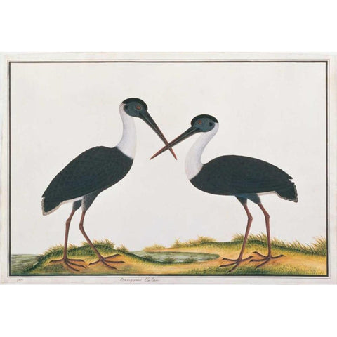 Bangou Eatan, Crane Gold Ornate Wood Framed Art Print with Double Matting by Anonymous