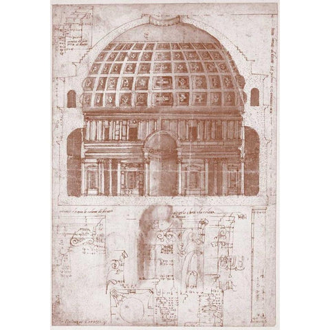 Section of the Pantheon Black Modern Wood Framed Art Print with Double Matting by Peruzzi, Baldassare