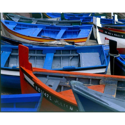 Fishing Boats, Morocco White Modern Wood Framed Art Print by Blue, Cyril