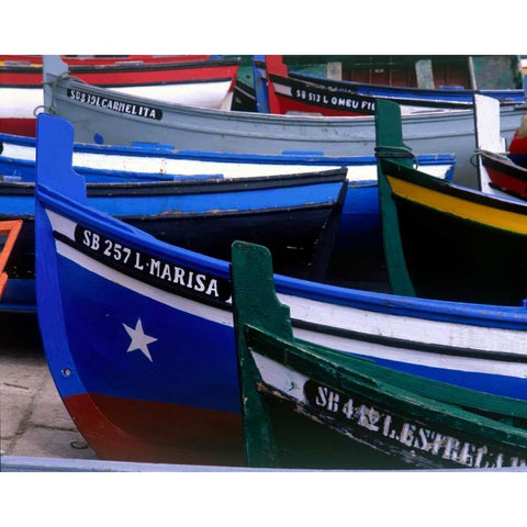 Fishing Boats, Morocco White Modern Wood Framed Art Print by Blue, Cyril