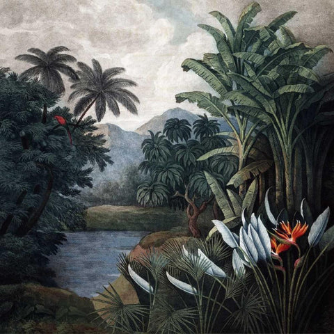 Jungle View Gold Ornate Wood Framed Art Print with Double Matting by Thornton, Dr R