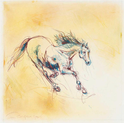 Running Horse Study White Modern Wood Framed Art Print with Double Matting by Gynn, Fran