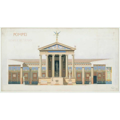 Temple of Venus, Pompeii White Modern Wood Framed Art Print by Chabrol, Francois