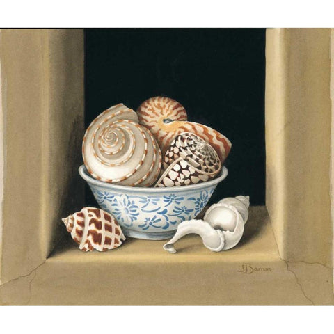 Shells in Bowls I Gold Ornate Wood Framed Art Print with Double Matting by Baron, Jenny