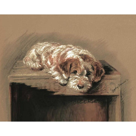 Terrier, Baggage Gold Ornate Wood Framed Art Print with Double Matting by Dawson, Lucy