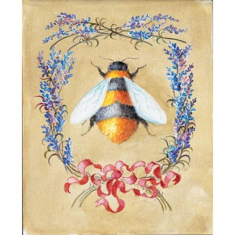 Honey Bee and Lavender Black Modern Wood Framed Art Print with Double Matting by Neil, Lucy