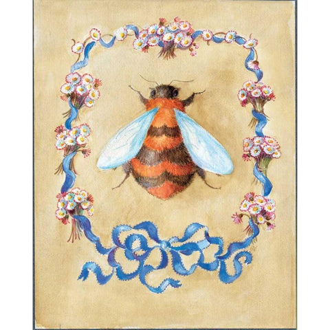 Honey Bee and Daisies Black Modern Wood Framed Art Print with Double Matting by Neil, Lucy