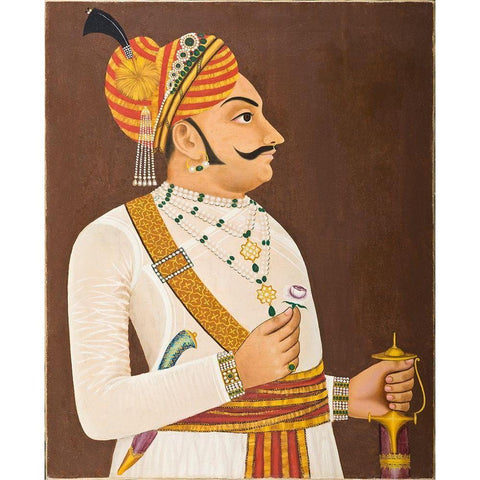 Thakur Yasanta Singhji White Modern Wood Framed Art Print by Anon, Mughal c1890