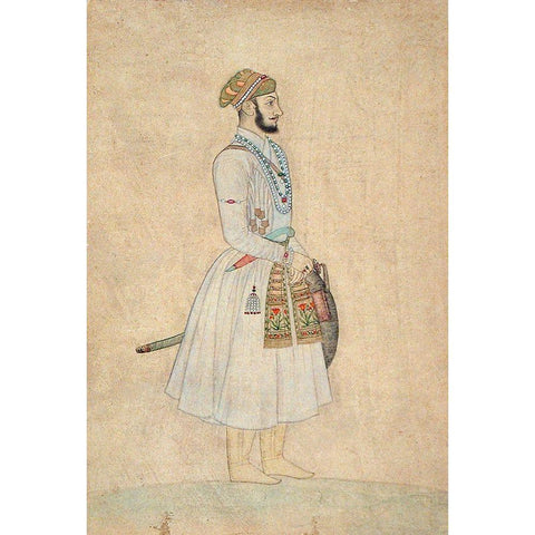 Shah Alam Bahadur Gold Ornate Wood Framed Art Print with Double Matting by Anon, Mughal c1690