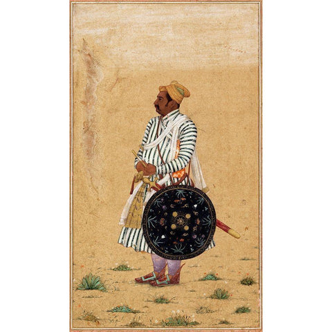 Rao Chattarsal White Modern Wood Framed Art Print by Anon, Mughal c1690