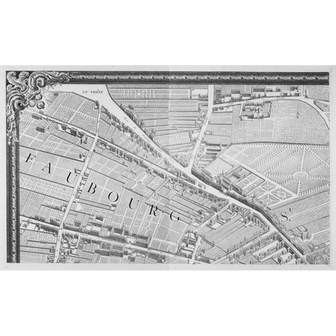 Paris 1739 Sectional map Gold Ornate Wood Framed Art Print with Double Matting by Turgot, Michel-Etienne