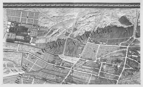 Paris 1739 Sectional map Black Ornate Wood Framed Art Print with Double Matting by Turgot, Michel-Etienne