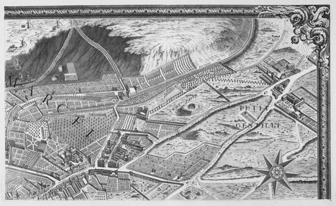 Paris 1739 Sectional map Black Ornate Wood Framed Art Print with Double Matting by Turgot, Michel-Etienne