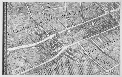 Paris 1739 Sectional map White Modern Wood Framed Art Print with Double Matting by Turgot, Michel-Etienne