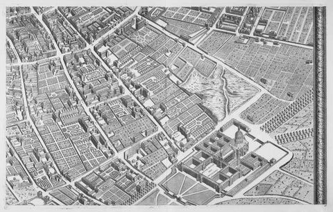 Paris 1739 Sectional map White Modern Wood Framed Art Print with Double Matting by Turgot, Michel-Etienne