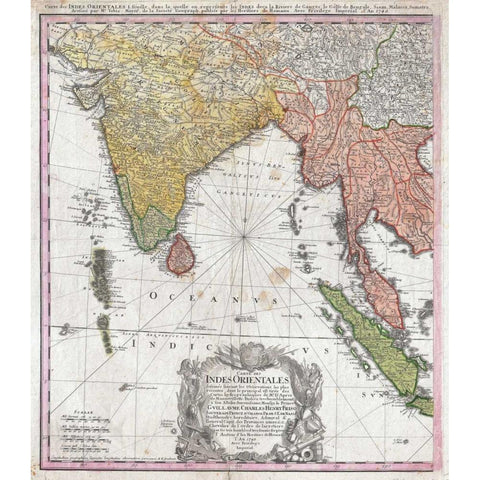 Map of India, 1748 White Modern Wood Framed Art Print by Homann Heirs