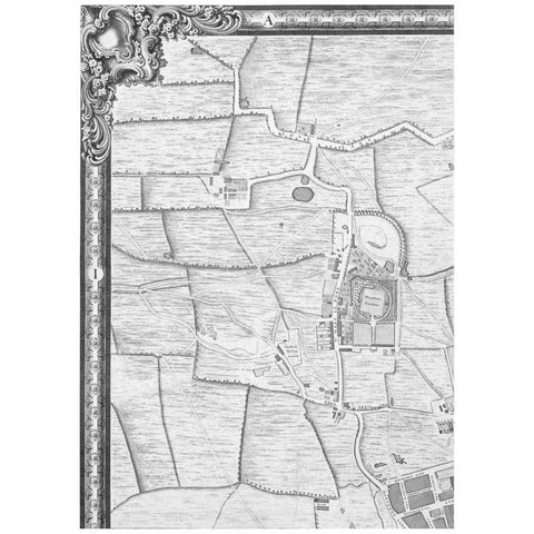 Roque Sectional map of London 1748 Black Modern Wood Framed Art Print with Double Matting by Roque, John