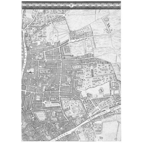 Roque Sectional map of London 1748 Gold Ornate Wood Framed Art Print with Double Matting by Roque, John