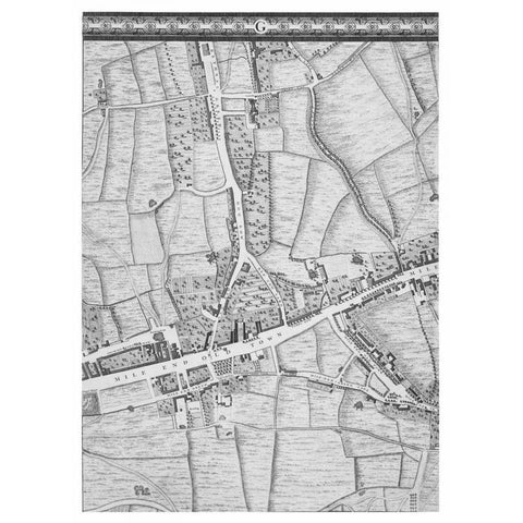 Roque Sectional map of London 1748 Black Modern Wood Framed Art Print with Double Matting by Roque, John