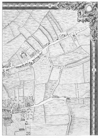 Roque Sectional map of London 1748 White Modern Wood Framed Art Print with Double Matting by Roque, John