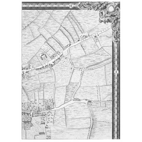 Roque Sectional map of London 1748 Black Modern Wood Framed Art Print with Double Matting by Roque, John