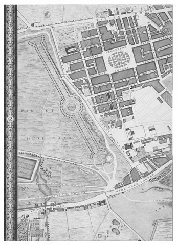 Roque Sectional map of London 1748 White Modern Wood Framed Art Print with Double Matting by Roque, John